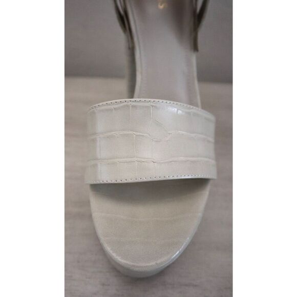 GUESS Women's Sz 10M Ivory Gabeli Croc-Embossed Platform 5" Heeled Sandals - Picture 12 of 13
